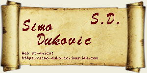 Simo Duković vizit kartica